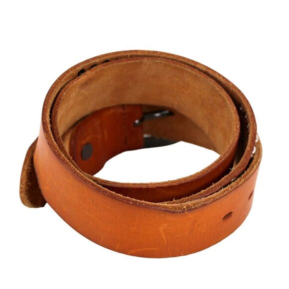 TAN BROWN GENUINE LEATHER 1 3/8"Wd STUDDED CASUAL DRESS WOMEN'S BELT Sz M (E32 - Picture 4 of 12